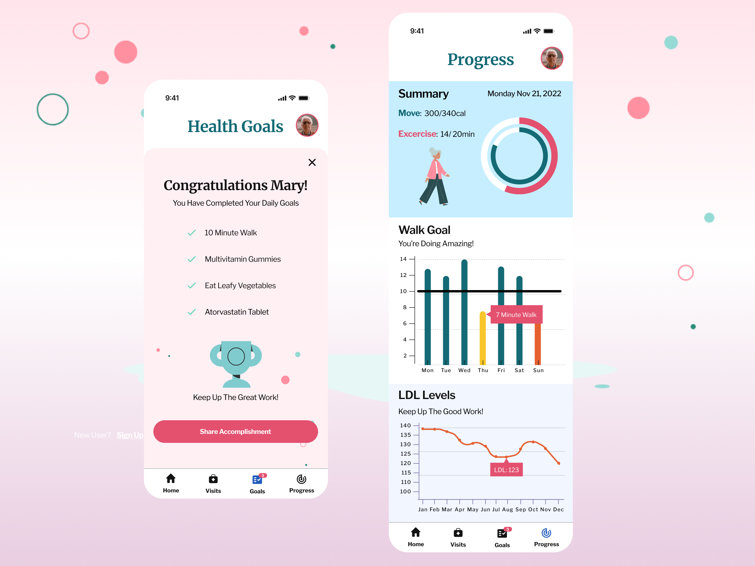 Robust Health Tracking App for Senior Patients by Julie Ha on Dribbble