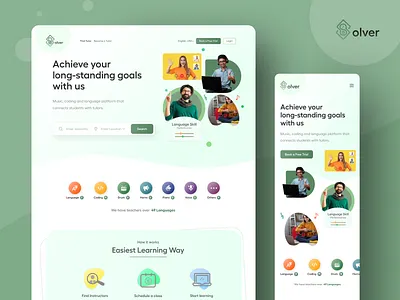Solver || E-Learning Platform clean design e learning landing page minimal design mobile view online classes ui user friendly ux web web design webpage website website design
