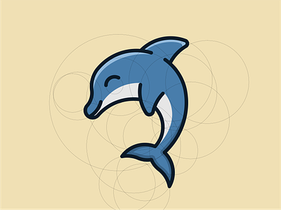 Dolphin Logo branding cartoon circle clean cute design dolphin golden ratio graphic design grid illustration logo mascot minimal modern simple vector