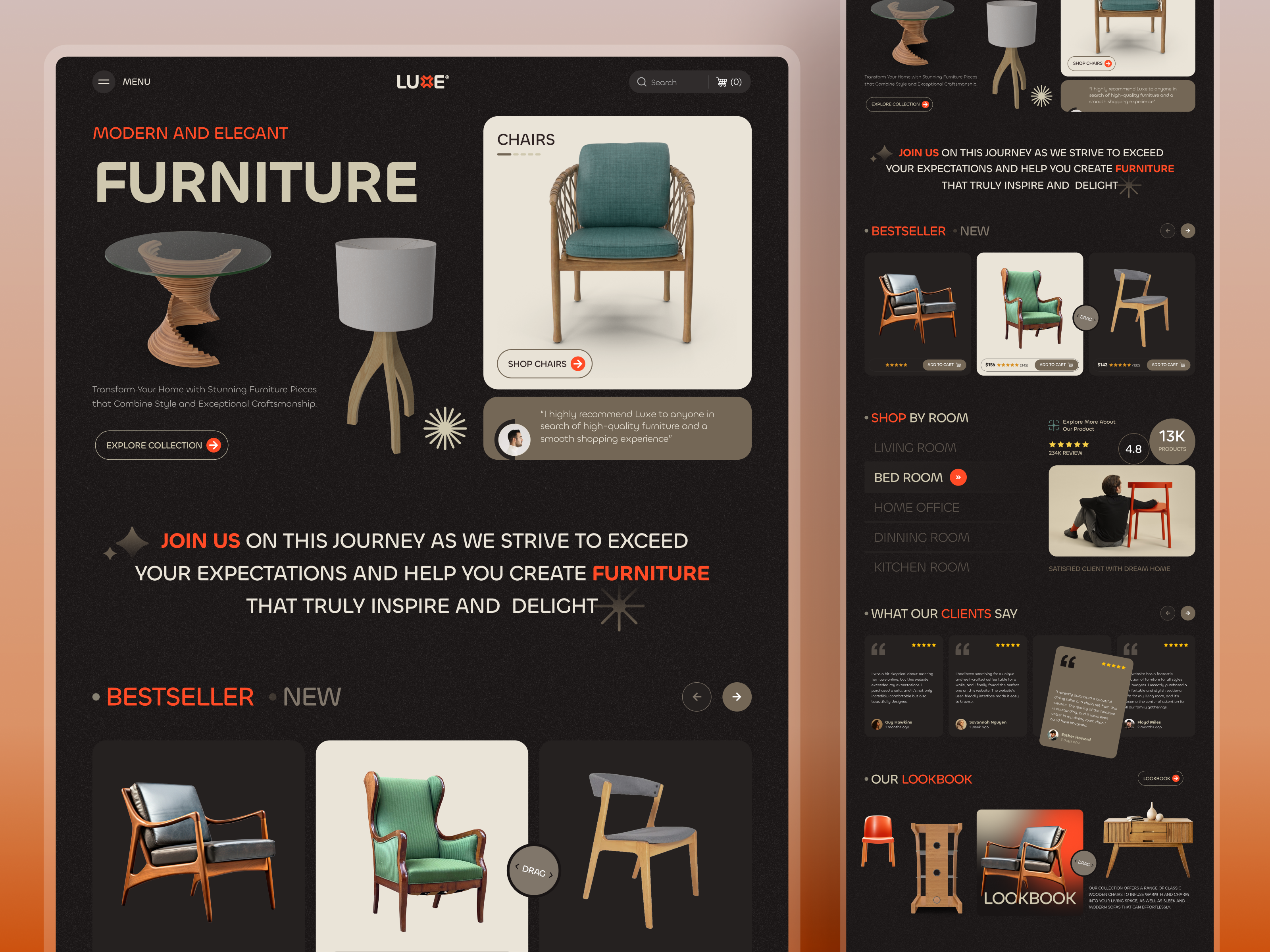 LUXE Furniture Website Design | UI/UX Case study branding case study design ecommerce graphic design homepage landing page landing page design logo mobile app online store product design saas ui design ui kit uiux web design webdesign website website design