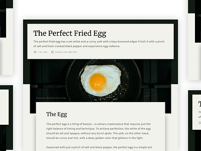 The Perfect Fried Egg - Blog Post Template app blog blog post blog template design egg fried egg minimal typography ui ux