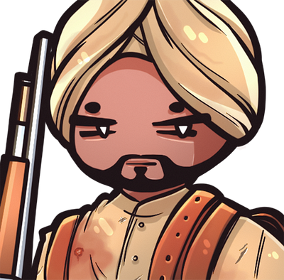 SUSspreey Emote beard brown cartoon character chibi cute design game gun illustration man photoshop sketch stylized turban