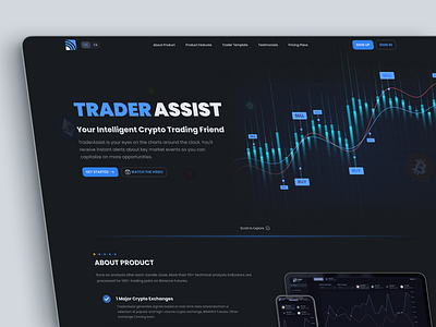 Trader Assist Landing Page assist assistant block chain crypto cryptocurrency dashboard design finance hero hero section investment landing landing page minimal trade trader ui ux web web design