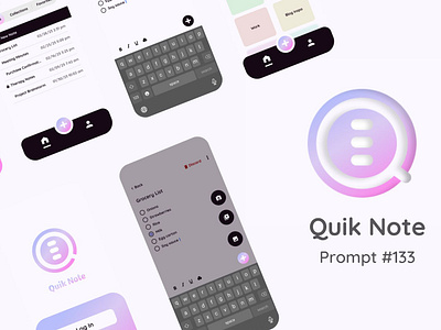 Weekly Warmup #133 - Note taking app (Quik Note) design dribbbleweeklywarmup figma logo mobile app prototype ui ux