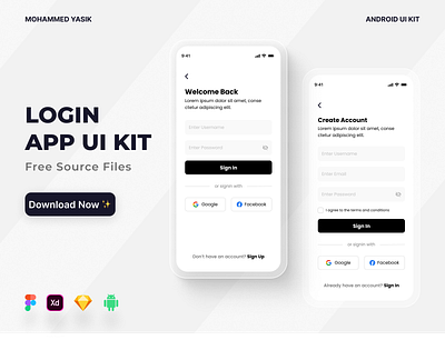 Login / Register - Mobile App app appdesign appfreebies coding design dribbble figma freeapp freebies freedownload mobileappdesign productdesign sourcecode ui uitrends uiux uiuxdesign userexperiencedesign userinterface ux