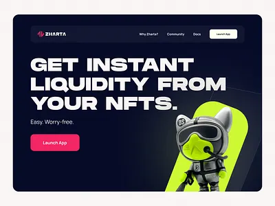 Zharta: A Real-time NFT Loan Lending Platform [Hypothetical] crypto wallet home page landingpage
