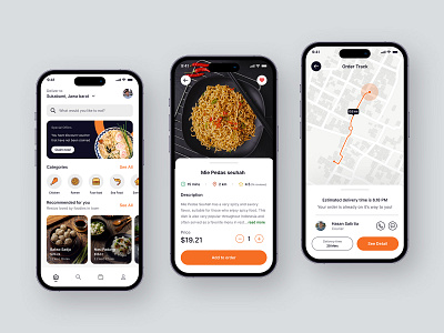 Food Delivery App apps clean courier delivery design food and baverage food app food delivery food order foodie minimalist mobile app responsive restaurant simple ui ui design uitrend uiux ux