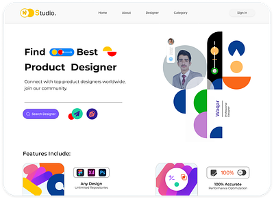 WaveDesigns Studio : Connect with top product designers worldwid 3d design designer landing page product designer ui ux web designs website