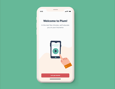 Plum Welcome Screen agency animation app design clean design health health app icon illustration insurance app mobile mobile app mobile ui mobile ux onboarding uiux welcome screen