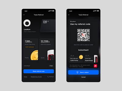 Tesla Referral Code dark points recommend referral code tesla ui