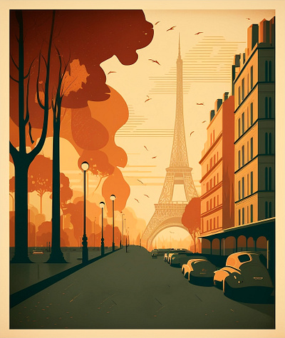 Evening Paris illustration