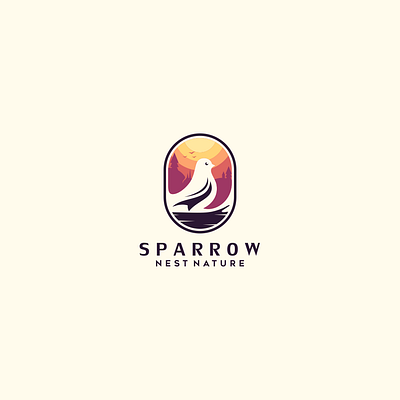 sparrow nest nature branding design icon identity illustration logo modern simple design