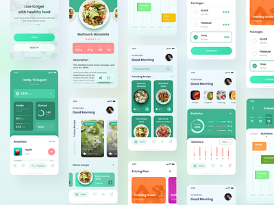 Healthy Food iOS App Design app design app ui business calory clean design figma healthy healthy food ingredient ios app professional recipe simple ui ui design uiux