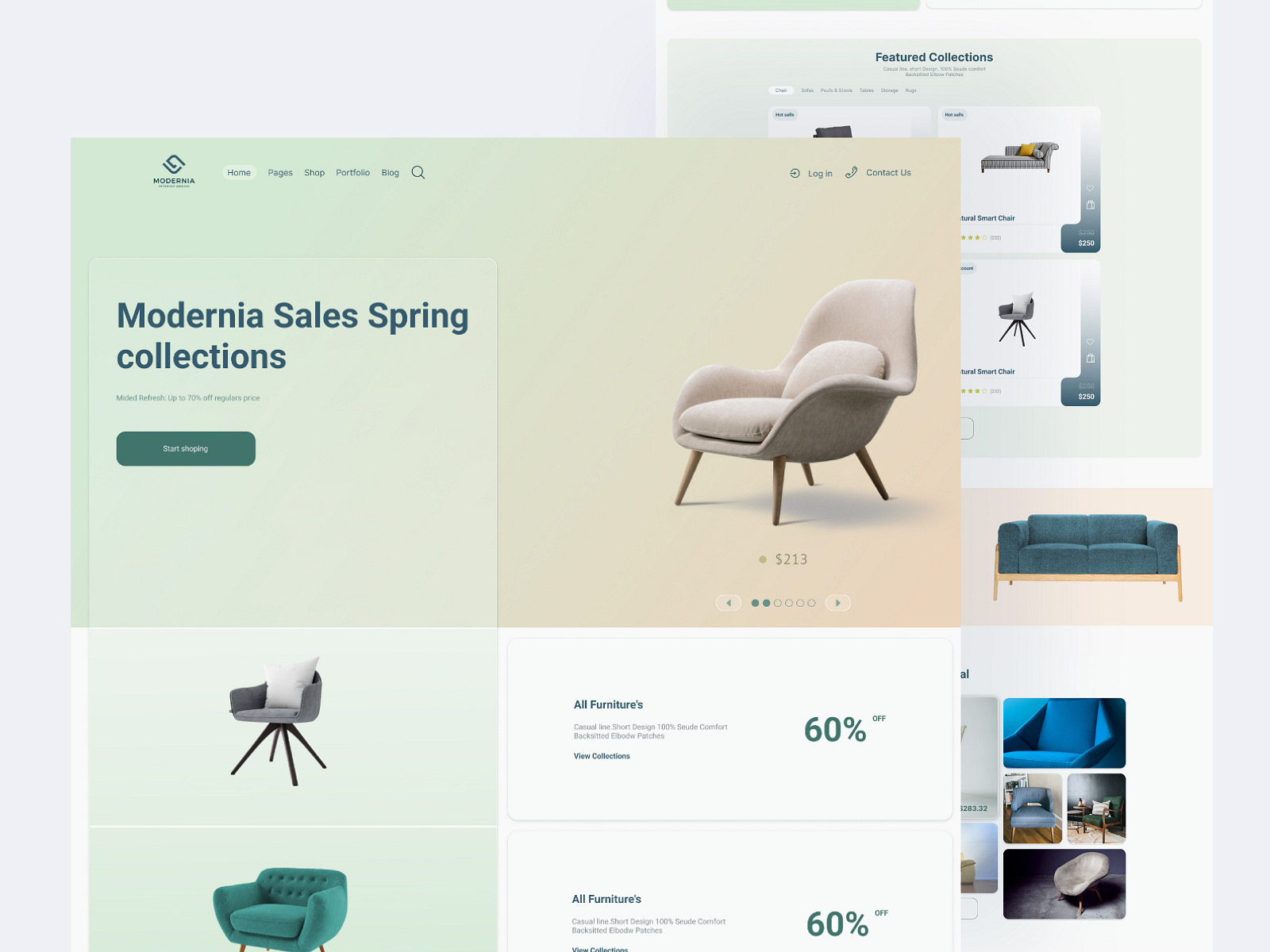 Modern furniture website landing page by Mostafizur Rahaman on Dribbble