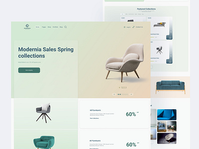 Modern furniture website landing page furniture website user interface ui visualization web design