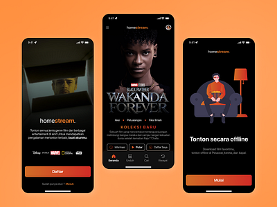 Streaming Mobile Apps app dark mode design homescreen mobile mobile apps movie onboarding streaming apps streaming movie streaming ui ui uidesign uiux uix ux uxdesign walkthrough