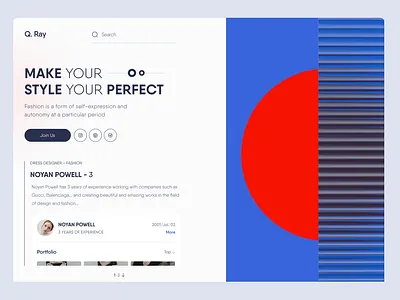 Q.ray - web header clean design fashion header illustration landing ui uiux ux web web design website