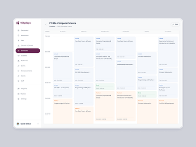 Schedule admin panel app calendar ed tech education form inputs minimal module schedule settings tasks ui ui design web design website website design