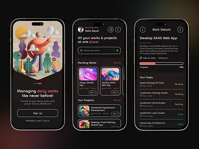 DailyFlow - Daily Work Management App app creative daily works deadline design innovative intelligent ios manage management mobile app projects saas tasks tasks list ui ux works