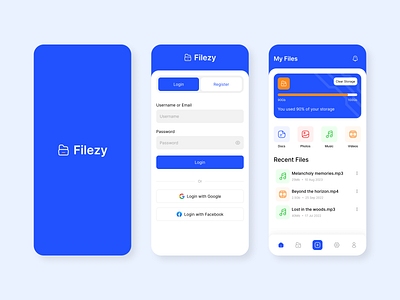 Filezy - File Management App app app design app ui cloud app design file explorer file sharing management mobile