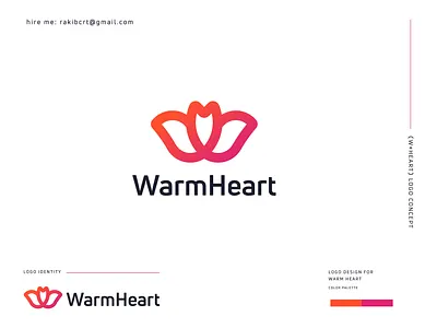 WarmHeart Logo Design branding care cool creative fashion flow flower fly greeting happy heart love love heart loving marriage message people relation valentine wedding