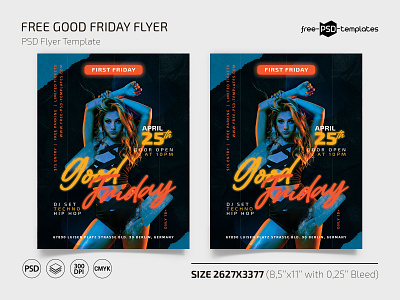 Free Good Friday Flyer Template + Instagram Post (PSD) black event events flyer flyers free freebie friday fridayflyer good photoshop print printed psd template templates