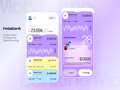 Banking Mobile App bank bank card banking card checkout credit card crypto digital bank finance financial fintech free invitation login mobile mobile banking signup transactions ui ux