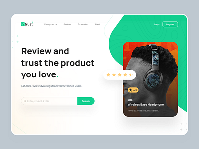 Intrust - Product Review & Ratings Landing Page branding case study corporate customer feedback ecommerce rating figma ui online review product design product review landing page rating review uiux