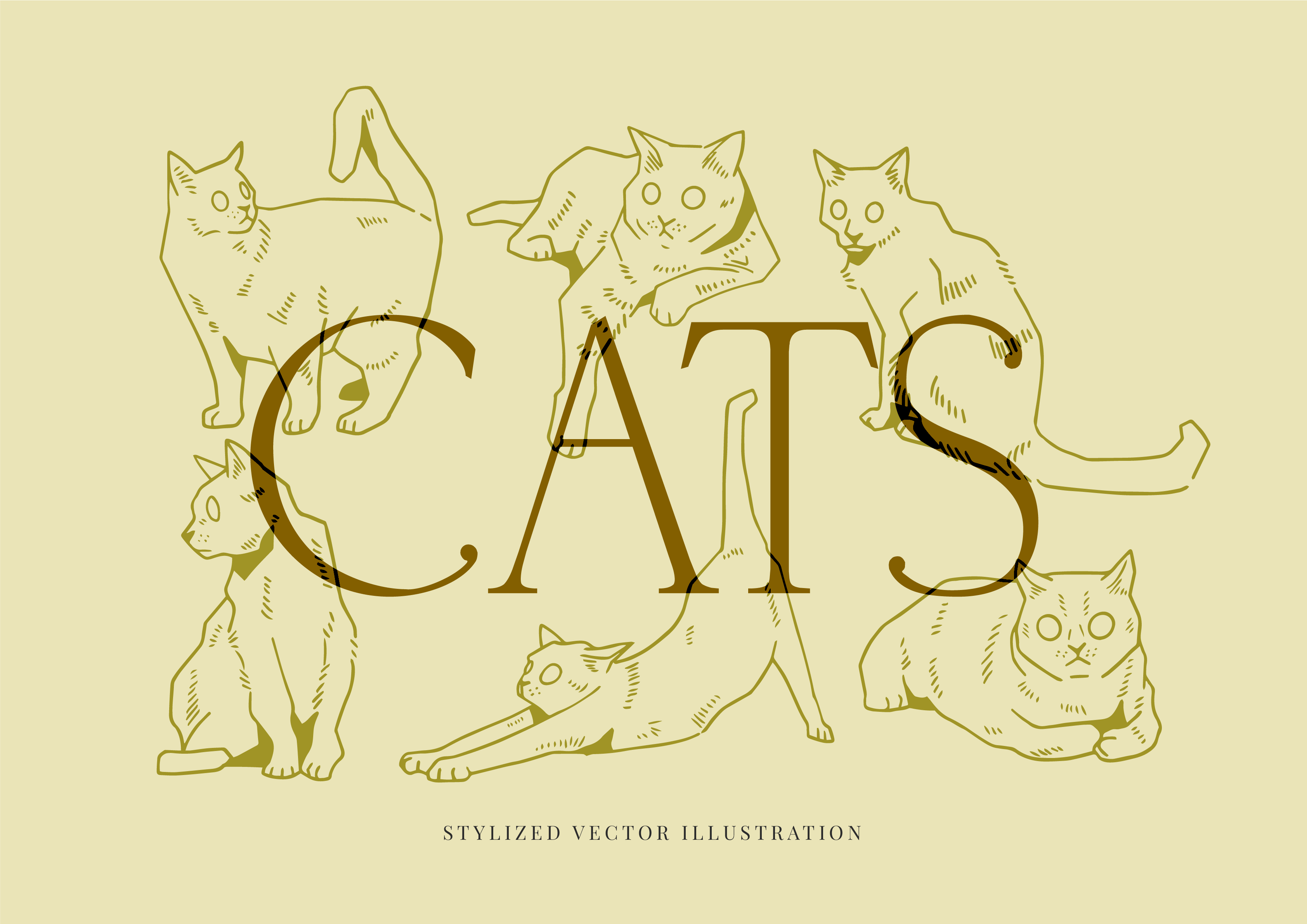 Cat illustrations animal branding cat cats design handdrawn illustration nature vector vintage