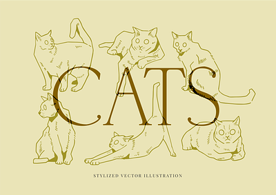 Cat illustrations animal branding cat cats design handdrawn illustration nature vector vintage