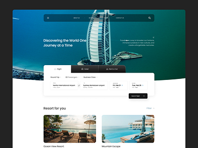 Travel Booking - Web Design Concept booking clean daily 100 challenge daily ui flight hotel landing page product design resort summer travel trip ui ux web design