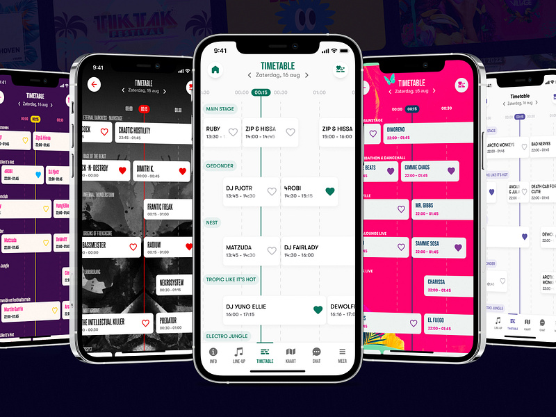 Follow the Beat styleable festival timetable app branded app festival festival app festival timeline festival timetable gantt gantt chart native app timeline timetable ui user interface ux