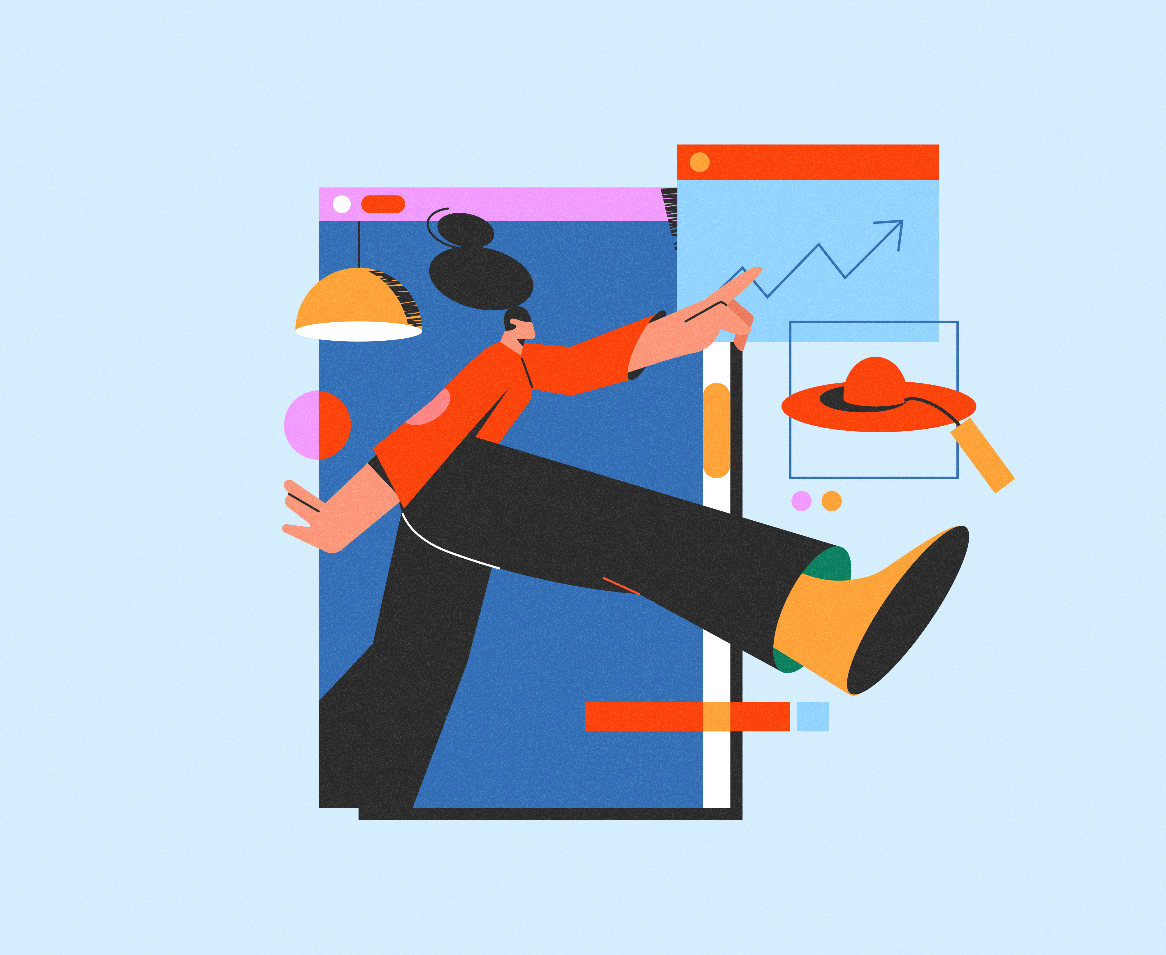 The Trade Desk branding business data design flat grain graphic design illustration smallbusiness stories texture trade ui woman