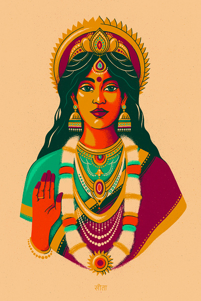 RAMAYANA | SITA bhagavat gita bindi blessing divine epic goddess gorgeous hindu holy illustration india jewelry mahabharata mystic ram ramayana sacerd sari sita woman circle