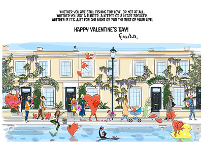 Love art characters design city design digital art doodle art drawing hearts illustration landscape illustration london love people drawing sketch sketchbook valentines day