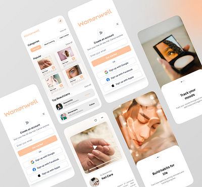 Womenwell- Women care app app branding design feminine figma health inspiration ui women womenhealth