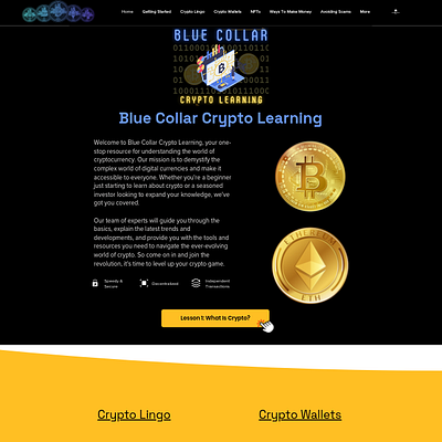 Blue Collar Crypto Learning Website Redesign & Logo design graphic design logo ui web design website design website redesign