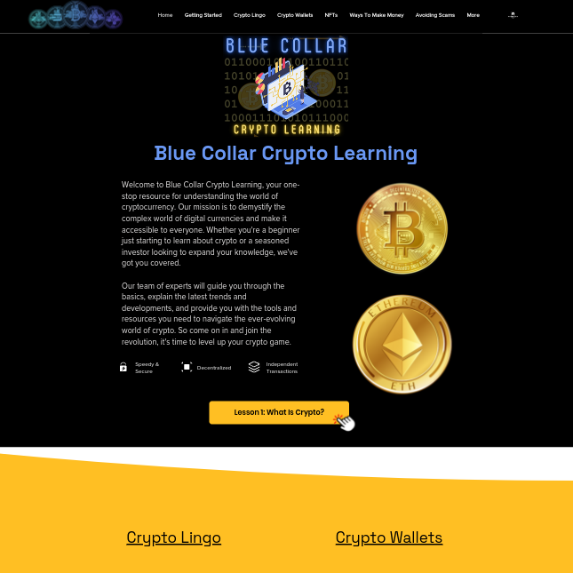 Blue Collar Crypto Learning site Redesign & Logo by MoonMedia Creative on Dribbble