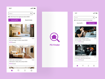 PG Finder Application app app development app design appdesign mobileappdesign branding design graphic design illustration logo ui ux