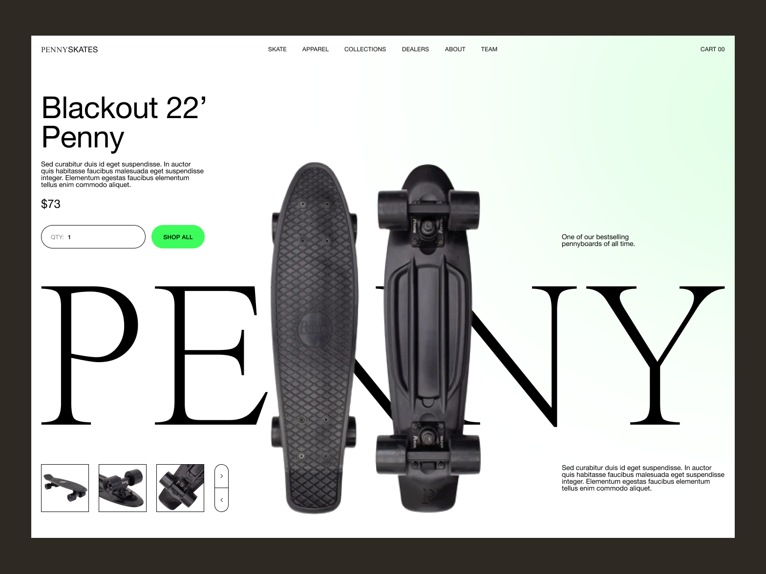 PennySkates - Product Page app branding contrast design e commerce font image layout pennyboard product product page shop skateboard swiss typography ui user experience user interface ux wireframe