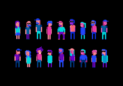 The virtual economy colors dark humans illustration pixel pixel art vivid