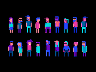 The virtual economy colors dark humans illustration pixel pixel art vivid