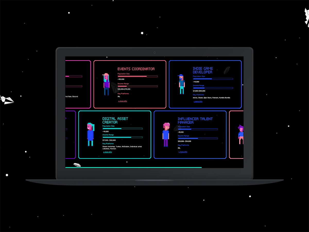 The virtual economy dark design human illustration pixel space ui vivid