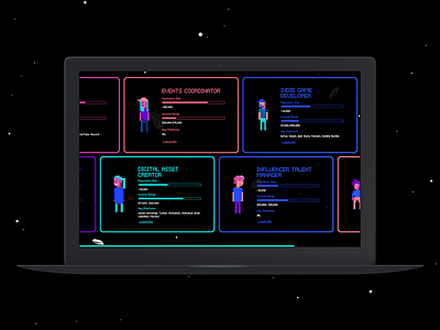 The virtual economy dark design human illustration pixel space ui vivid