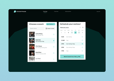 Coach selection web app design ui ux