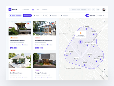 Housze – Property Rental Dashboard app blue dashboard design dipa inhouse home house landing page property rental ui ux website