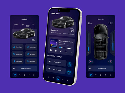 Mobile App Concept: My Car animation app design system electric car graphic design ui