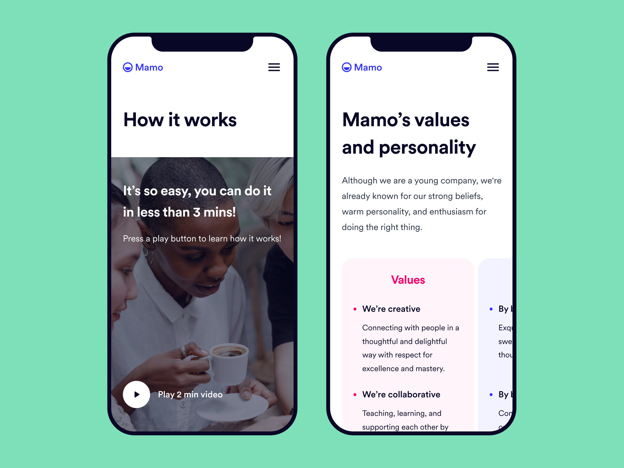 Mamo Website – Mobile Inner Pages by SELECTO on Dribbble