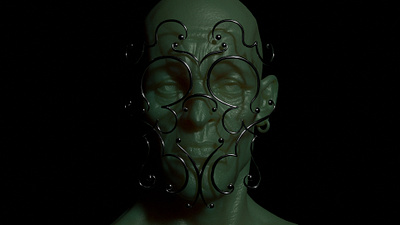 FACE 0 3d 3d graphics blender chrome concept art face graphic design mask metal face mask ornament