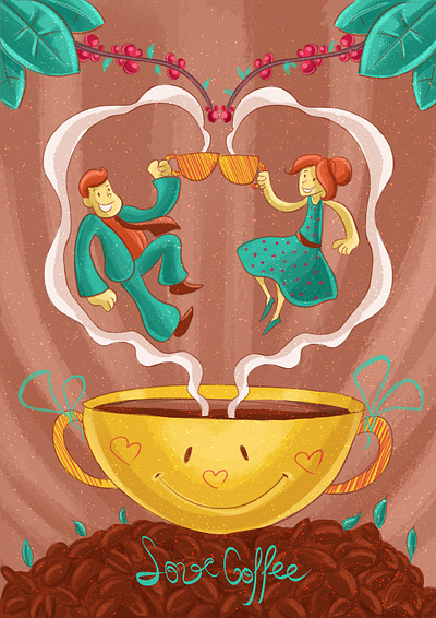 Love Coffee advertising branding characterdesign coffee digitalpainting graphic design illustration